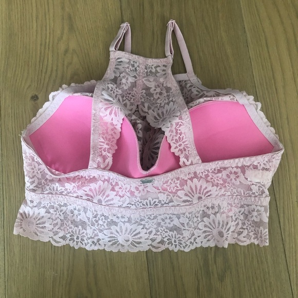 Victoria’s Secret pink lace bralette bra size medium padded pushup hot - Picture 2 of 5